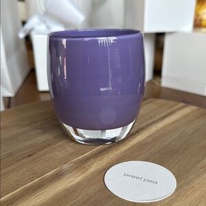 Glassbaby “sweat pea” Purple Triskelion stickered first. 💜